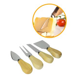 Conjunto Jogo P/ Cortar Queijo 4 Pçs Inox Kit Facas Espátula
