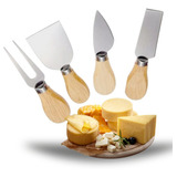 Conjunto Jogo P/ Cortar Queijo 4 Pçs Inox Kit Facas Espátula