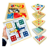Conjunto Jogos 5x1 Dama Jogo Da Velha Ludo Trilha Xadrez