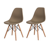 Conjunto Kit 2 Cadeiras Charles Eiffel Eames Wood Design Base Madeira Várias Cores Sala Jantar Cozinha