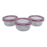 Conjunto Kit 3 Potes De Vidro Com Tampa Hermética 150ml