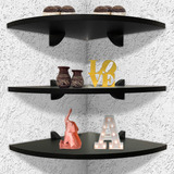 Conjunto Kit 3 Prateleiras Canto Quarto Sala Cozinha 35x35cm