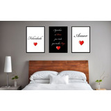 Conjunto Kit 3 Quadros Família Gratidão Oração Amor 22x3