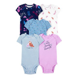 Conjunto Kit Body Carters 5 Peças Manga Curta Menina Estampa
