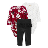 Conjunto Kit Body Longo Carters 3 Peças Floral Importado Eua