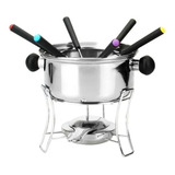 Conjunto Kit Fondue C/ Fog Inox Chocolate Queijo - 10 Peças 