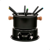 Conjunto Kit Fondue Preto 11 Peças Chocolate Queijo Carne