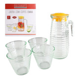 Conjunto Kit Jarra De 800ml Com 4 Copos De 220ml De Vidro