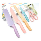 Conjunto Kit Jogo De Facas 6pcs Inox Coloridas Chef Cozinha