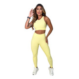 Conjunto Legging E Top Zero Transparência Poliamida Jaguard 