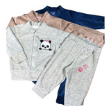 Conjunto Longo Infantil Plush Premium Bordado Urso Panda