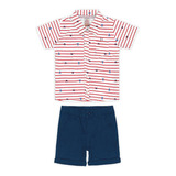 Conjunto Marinheiro Camisa E Bermuda Infantil Menino Verão
