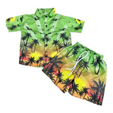 Conjunto Mauricinho Social Bermuda E Camisa Estampada 11