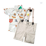 Conjunto Menino Roupa Festa Aniversário Fazendinha Safari