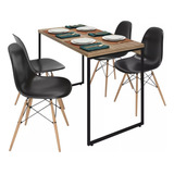 Conjunto Mesa 120x60 De Jantar +4 Cadeiras Eames Industrial