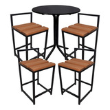 Conjunto Mesa Bistrô 76cm 4 Banquetas Reforçada C/ Encosto