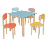 Conjunto Mesa C/ 4 Cadeiras Infantil Juvenil Escola Criança