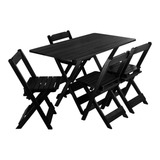 Conjunto Mesa Com 04 Cadeiras 120x70 Madeira Maciça Preto