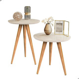 Conjunto Mesa De Canto Lateral Retro Sala Quarto Decora Lar
