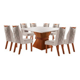 Conjunto Mesa De Janta Cronos- Oito Cadeiras, Tampo De Vidro