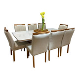 Conjunto Mesa De Janta Cronos- Seis Cadeiras, Tampo De Vidro
