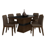 Conjunto Mesa De Jantar 6 Cadeiras Nairóbi Imb/pr/marrom-m.a Cor Imbuia/preto/marrom 04