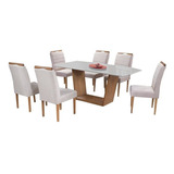 Conjunto Mesa De Jantar Cronos - Oito Cadeiras, Tampo Vidro 