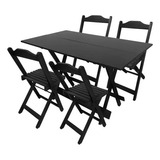 Conjunto Mesa Dobrável 120x70 Com 4 Cadeiras