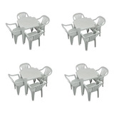Conjunto Mesa E 4 Cadeiras De Plástico Poltrona 4 Jogos