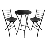 Conjunto Mesa E Bancos Bistrô Alta Balcão Bar Dobrável 