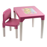 Conjunto Mesa E Cadeira Infantil Educativa Rosa Crianças 