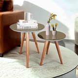 Conjunto Mesa Espelhada De Canto Pé Palito Espelho Bronze 