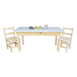 Conjunto Mesa Infantil Escolar Educativa Creche + 2 Cadeira 