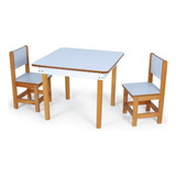 Conjunto Mesa Infantil Gabi 60x60cm Com 2 Cadeiras Manu Cor Azul