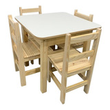 Conjunto Mesa Infantil Madeira Maciça Resistente 4 Cadeiras