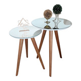 Conjunto Mesa Lateral De Canto Pé Palito Com Espelho Casauai