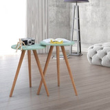 Conjunto Mesa Lateral E De Apoio Retrô Pés Palito Wt