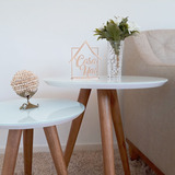 Conjunto Mesa Lateral Pé Palito De Canto Com Vidro Casa Uai