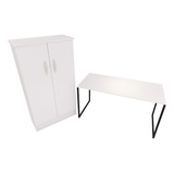 Conjunto Mesa Para Escritório Diretor 1,20m + Armario 2 Port