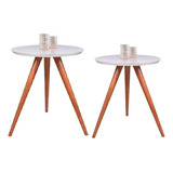 Conjunto Mesa Pé Palito De Canto C Vidro Diâmetro 50 E 60 Cm