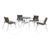 Conjunto Mesa Redonda 4 Cadeiras Fibra