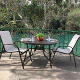 Conjunto Mesa Redonda Ripada 120cm Porto Rico E 2 Poltronas