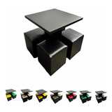 Conjunto Mesa Sala Jantar C/ 4 Cadeiras Puffs P/ Sacada