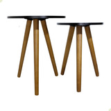 Conjunto Mesinha Apoio Lateral Pé Palito Redonda Decor Sala