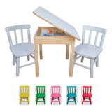 Conjunto Mesinha Baú Com Duas Cadeiras Resistente Infantil