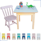 Conjunto Mesinha Infantil Mdf + 1 Cadeira Coloridas Madeira 