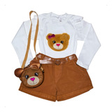 Conjunto Mini Diva Jeans Com Bolsinha Blogueirinha Verão 