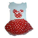 Conjunto Minnie Menina Com Saia Tutu Tule Bolinhas Cm01