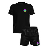 Conjunto Moda Praia Camiseta + Short Tactel Estampa Alien