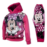 Conjunto Moletom Da Minnie Rosa Com Capuz Flanelado